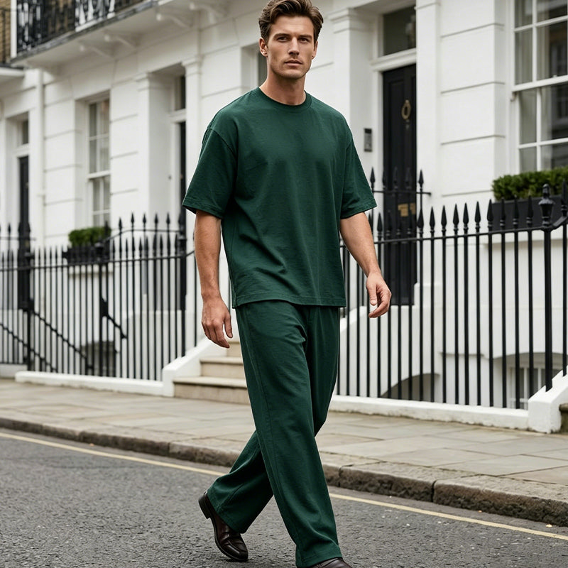 👔Men's T-Shirt & Wide-Leg Pants 2-Piece Set
