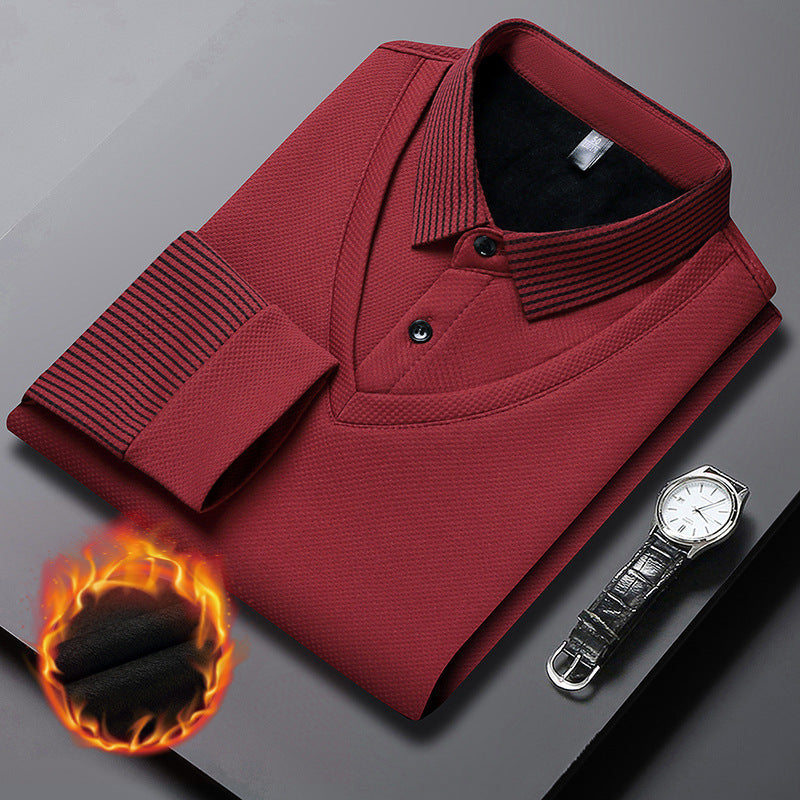 💕Men's Lapel Faux Two-Piece Knitted Shirt