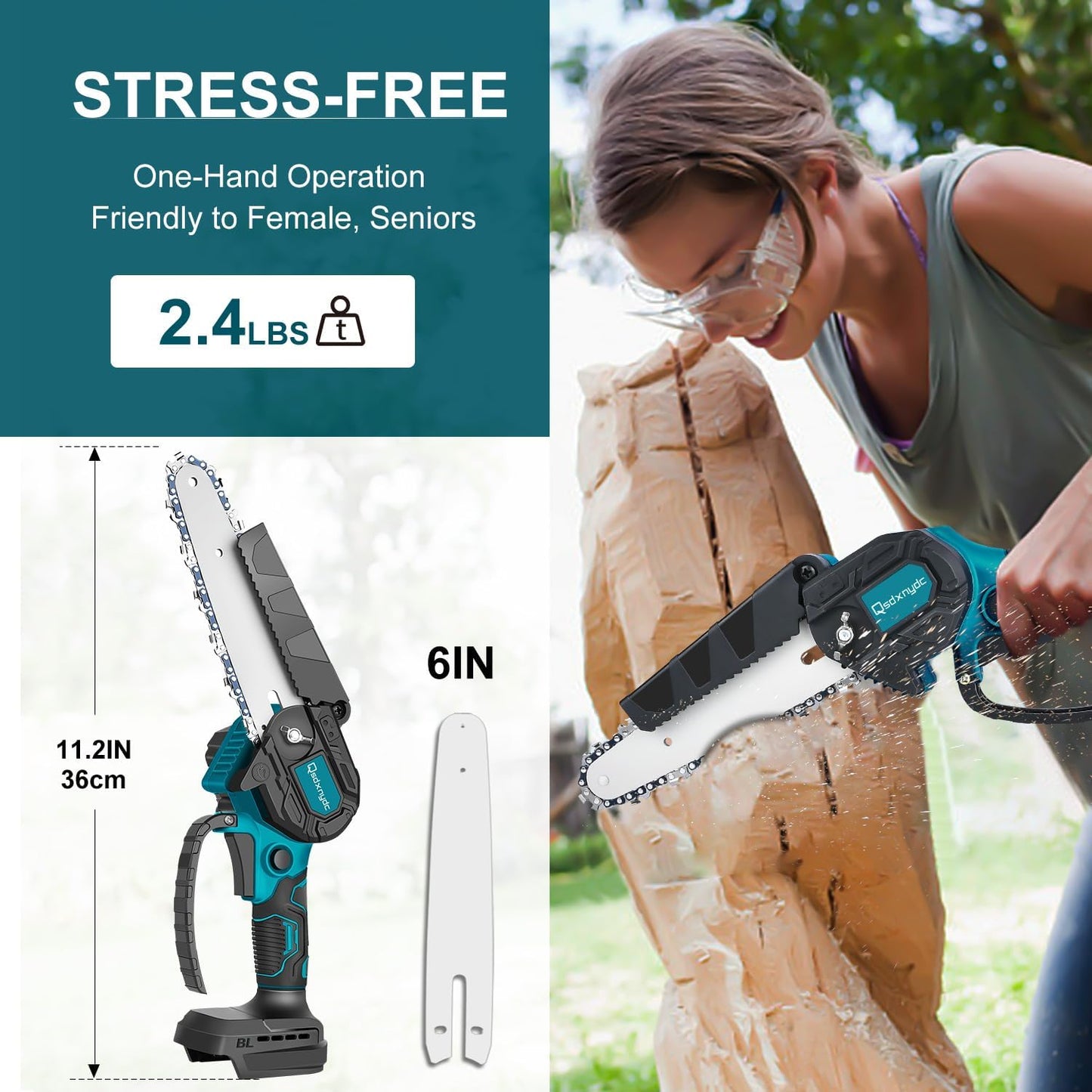 🔥Limited Time Promotion 50% OFF🔥6-inch Cordless Mini Chainsaw with 2 Batteries