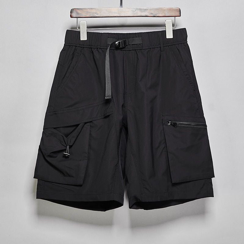 Multi-pocket cargo shorts with buckle belt