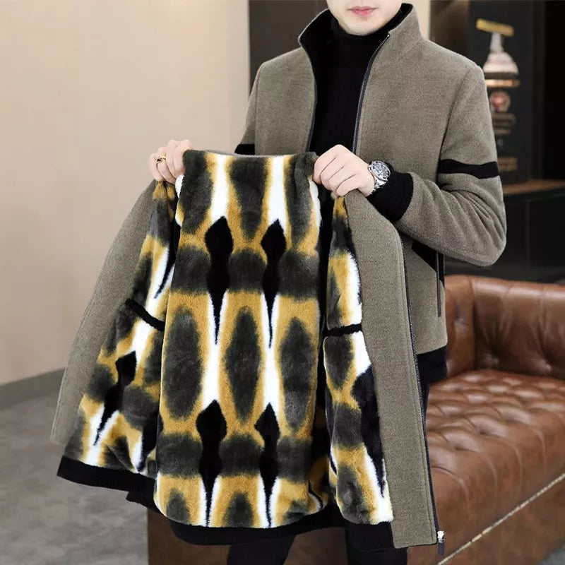 Men's Faux Wool Casual Zipper Jacket