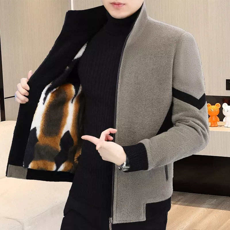 Men's Faux Wool Casual Zipper Jacket