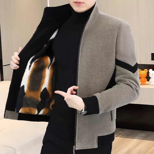 Men's Faux Wool Casual Zipper Jacket