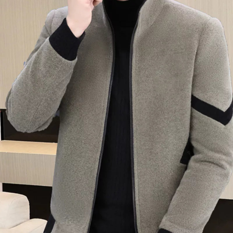 Men's Faux Wool Casual Zipper Jacket