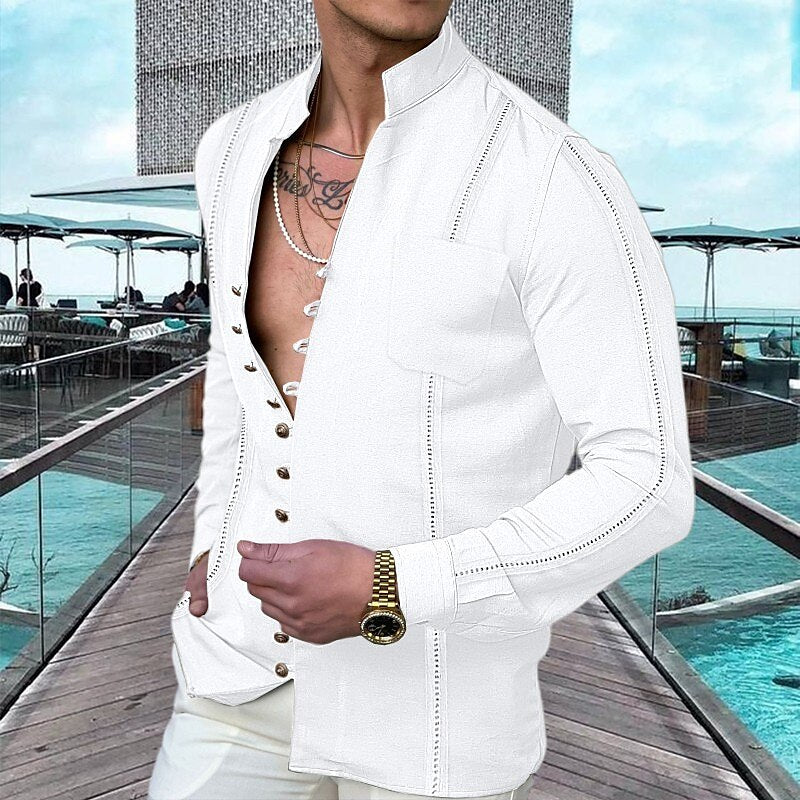 📢📢50% OFF !!⏰Men's Linen Button Up Summer Beach Shirt