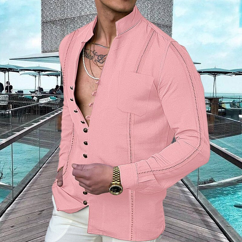 📢📢50% OFF !!⏰Men's Linen Button Up Summer Beach Shirt