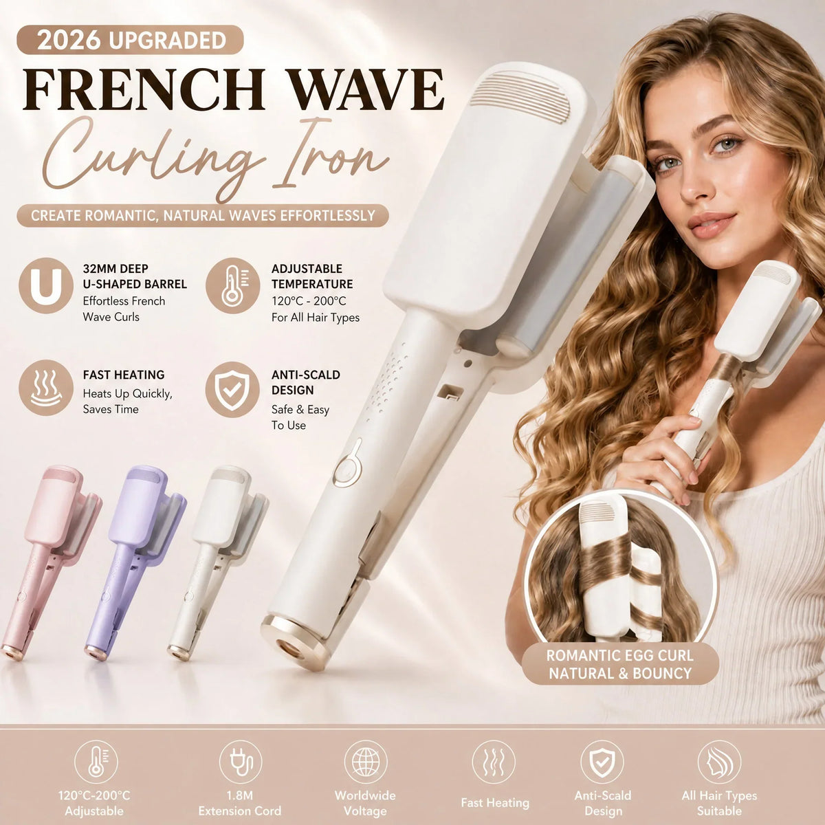 💈 LIMITED-TIME 50% OFF! 💐 Wavy Curling Iron – Salon shine & heat protection ✨