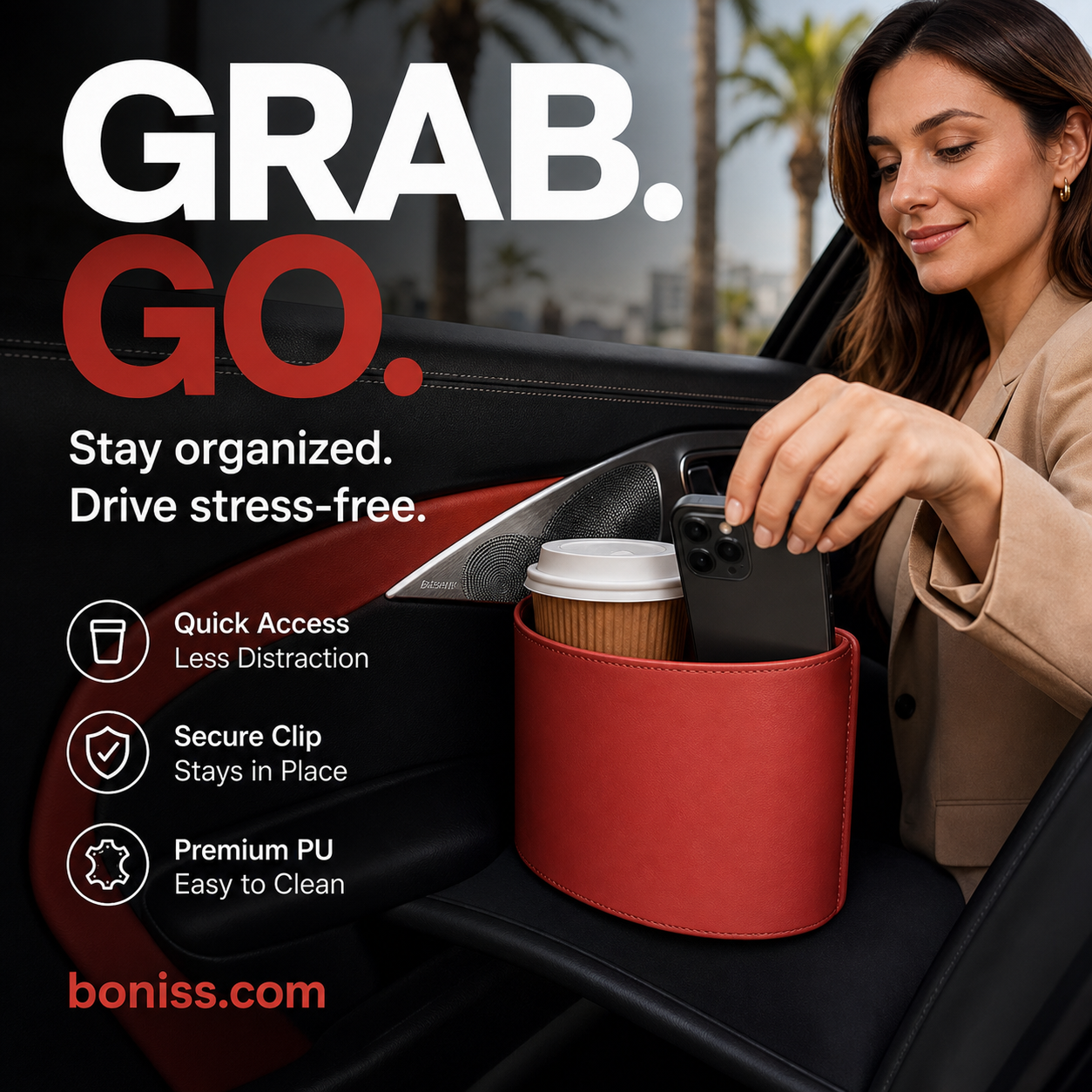 🥳2026 HOT SALE🥳💞95K+ SOLD!🚗🧺 50% OFF! Leather Car Door Cup Holder – Wide‑mouth opening, easy reach for drinks & phone. Clip‑on secure fit. PU leather, tough & stylish. 🛡️✨