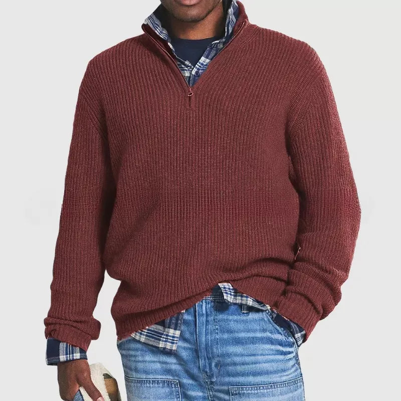 👔Men's Business Casual Zipper Sweater🚆Smooth Anti-Pill Knit, Tailored Fit & Stretch for Comfort (Machine Washable)