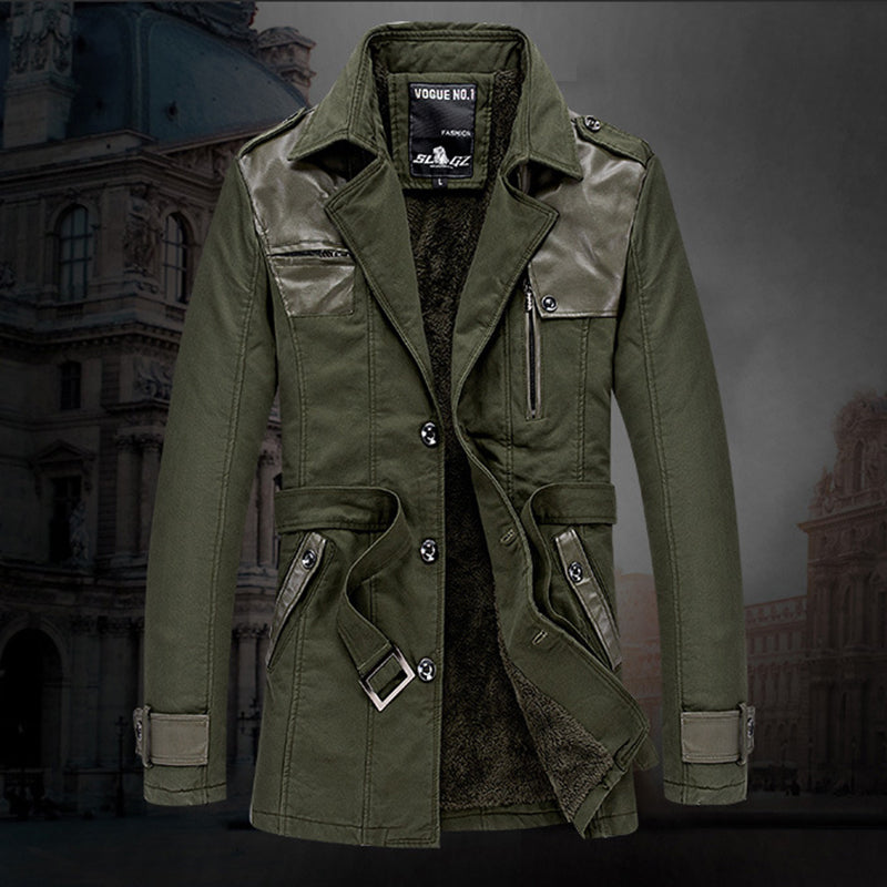 Men'S Long Insulated Trench Coat With Waist Belt💥FREE SHIPPING