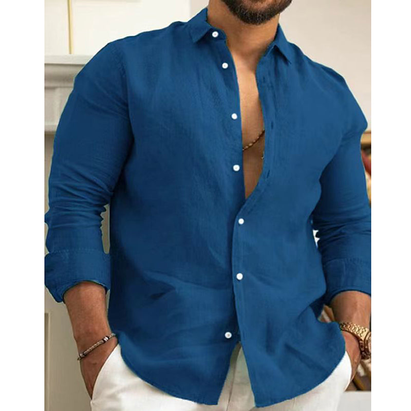 Men's Cotton Linen Solid Color Shirt