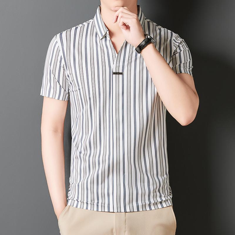 🔥2024 New Year's Hot Sale🔥Men's Summer Striped Short Sleeve Shirt