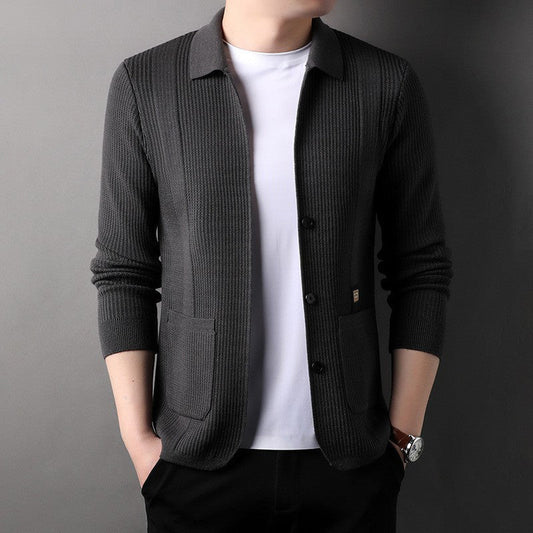 Men's Lapel Knitted Jacket