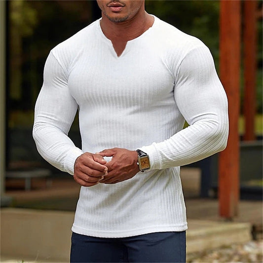 Men's Fashion V-Neck Long-Sleeve Sports T-Shirt