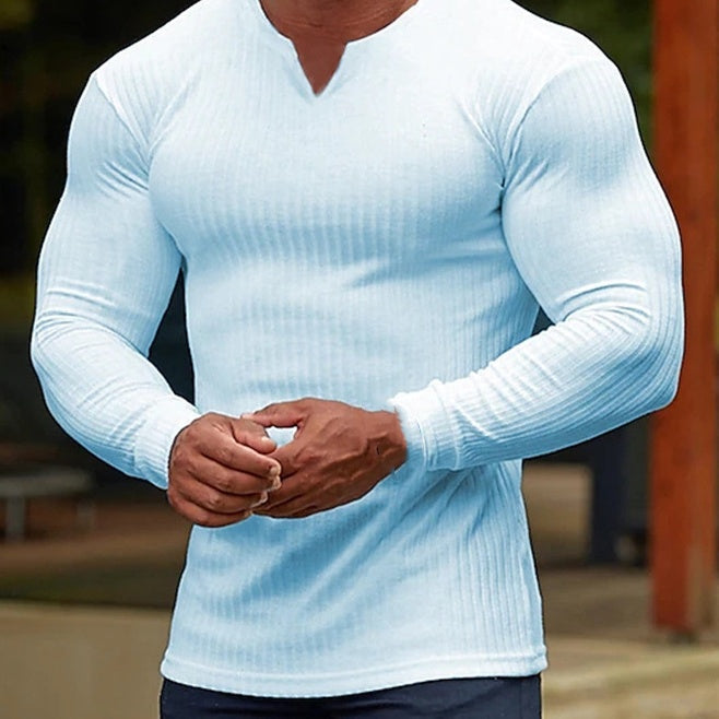 Men's Fashion V-Neck Long-Sleeve Sports T-Shirt