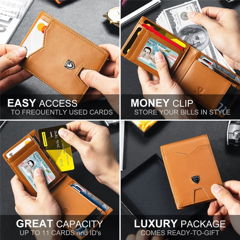 ⏳🔥LIMITED-TIME 50% OFF! ⏰RFID-Blocking Leather and Carbon Fiber Credit Card Holder