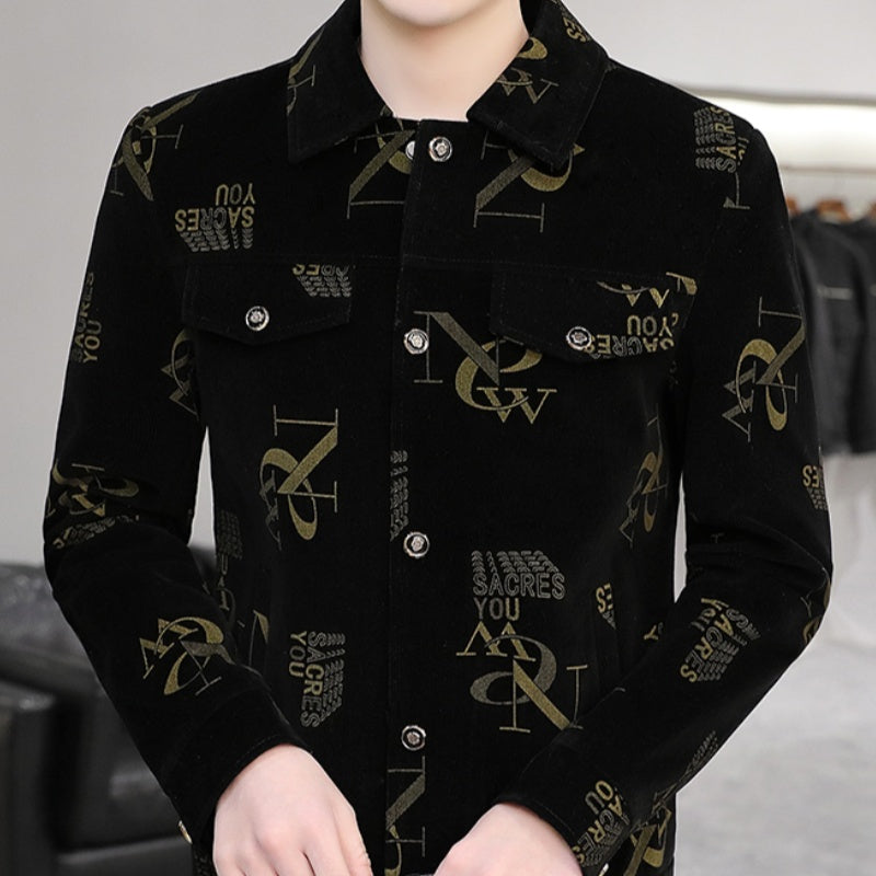 Men's Print Lapel Button Down Jacket