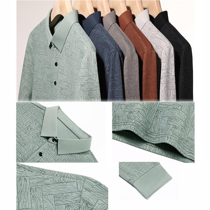 Men’s Elegant Casual 3-button Lapel Collar Long-sleeve T-shirt