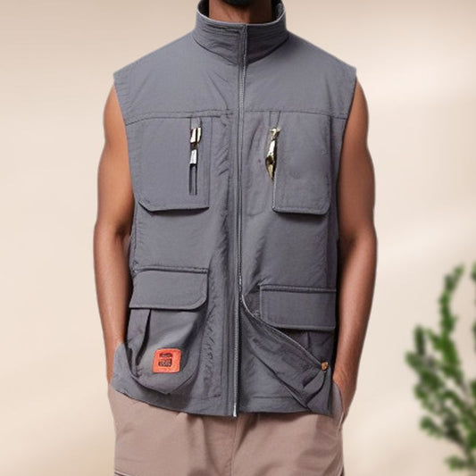 Men’s Outdoor Fishing Quick-dry Zipper Vest with Multi-pockets