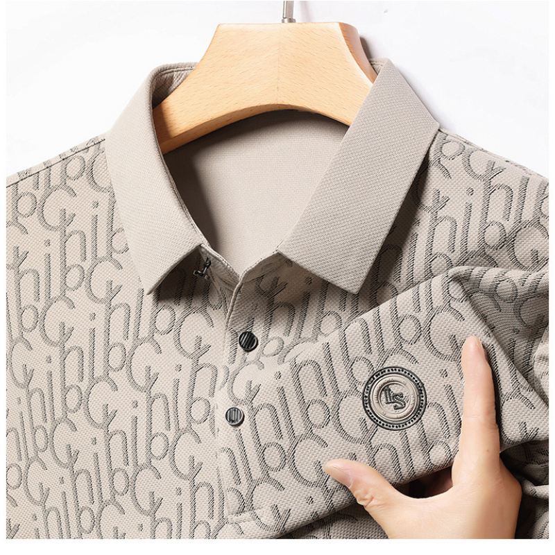 Men's Letter Print Lapel Long Sleeve Shirt（50% OFF）