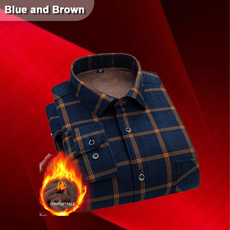 Men’s Lined Button-Down Plaid Shirt（50% OFF）