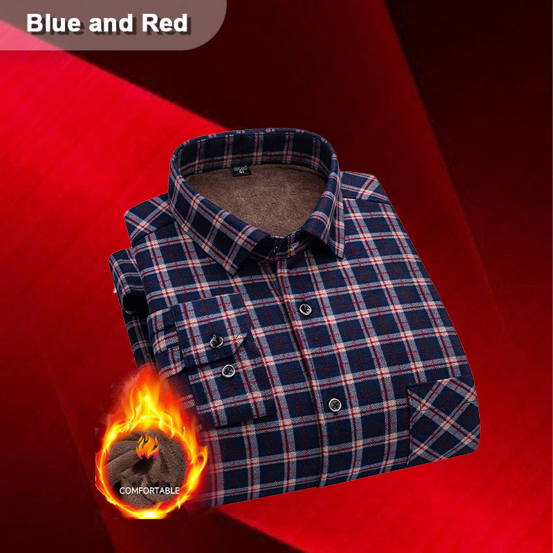 Men’s Lined Button-Down Plaid Shirt（50% OFF）