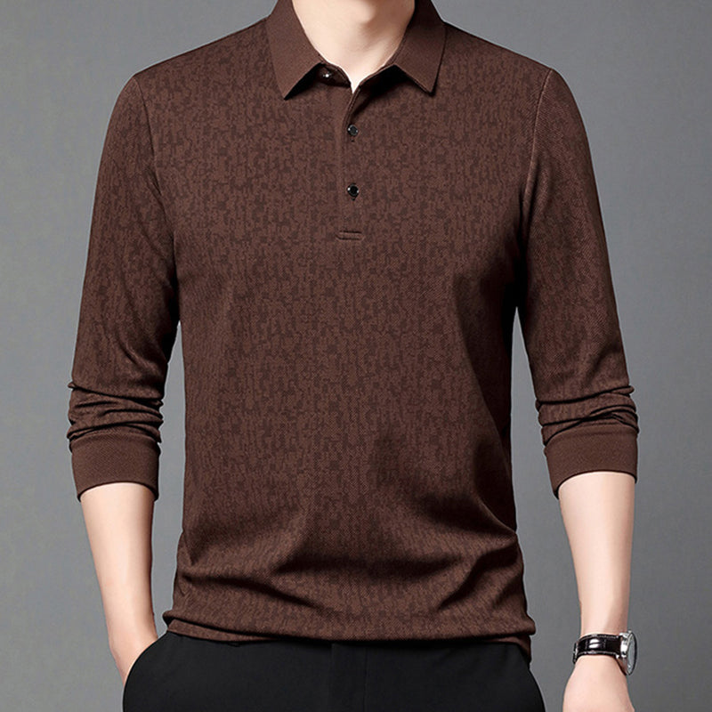 Men's Business Casual Lapel Long Sleeve T-Shirt