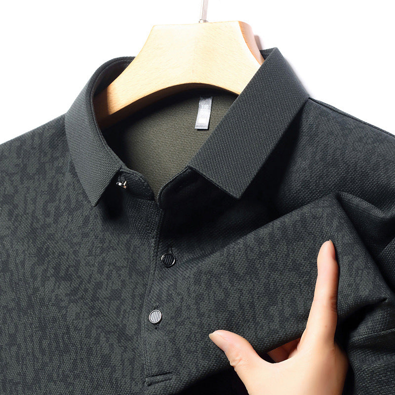 Men's Business Casual Lapel Long Sleeve T-Shirt