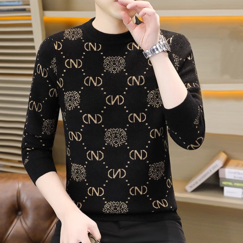 🔥Limited Time 50% Off 🔥Men's Thickened Crew Neck Printed Sweater