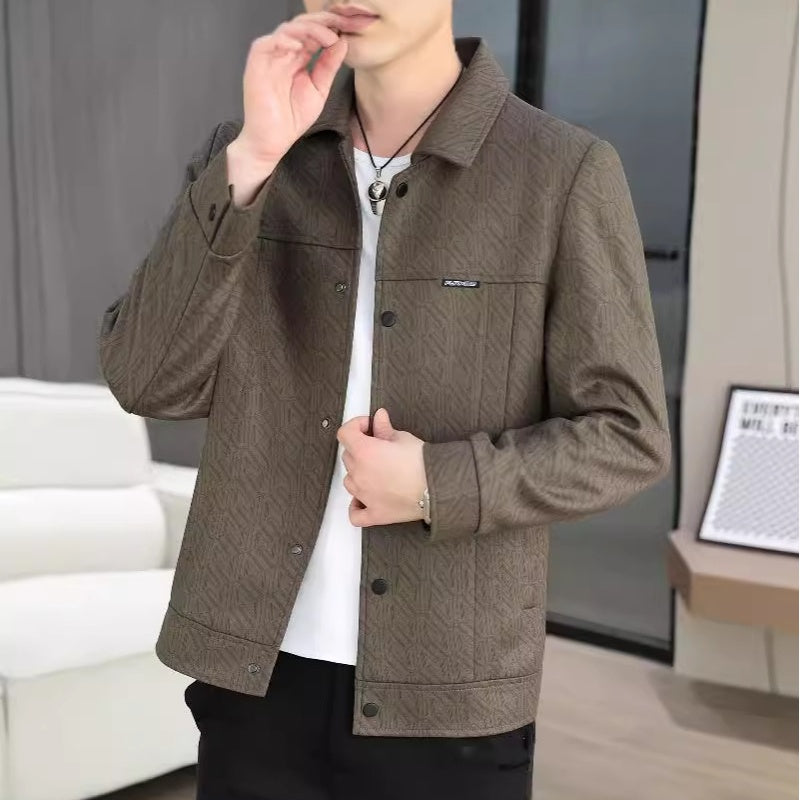 Men's Casual Button Down Lapel Jacket with Shoulder Pad