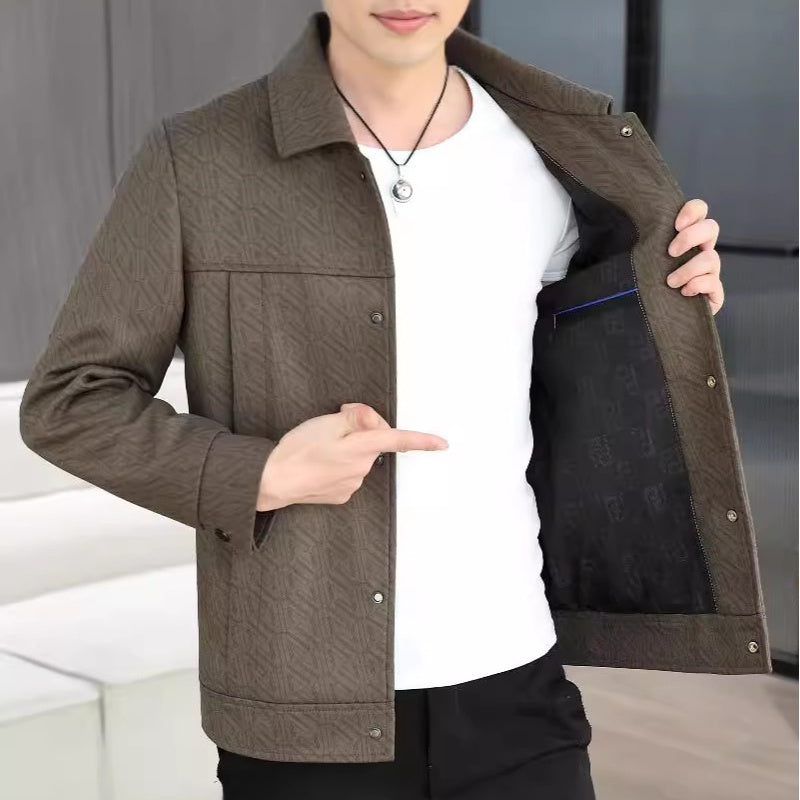 Men's Casual Button Down Lapel Jacket with Shoulder Pad