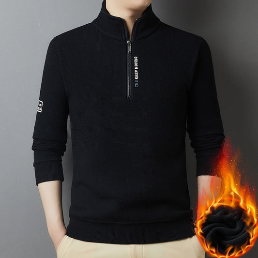 ✨Winter Offer💖Men's Warm Thickened Waffle-Knit Half-Zip Sweater