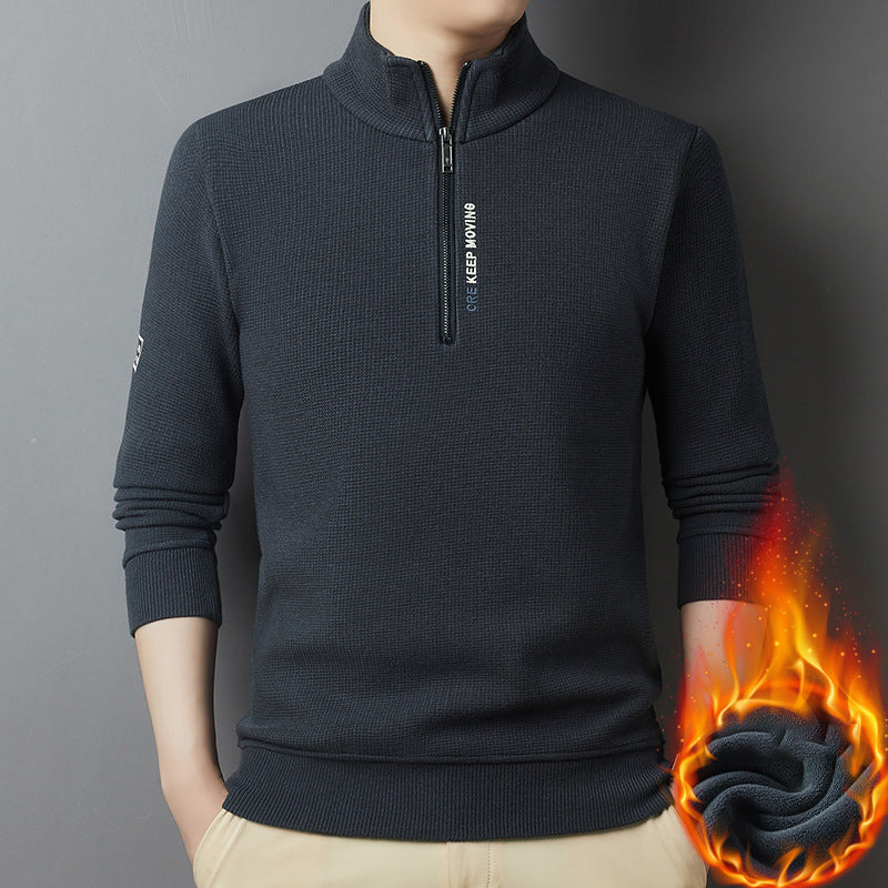 ✨Winter Offer💖Men's Warm Thickened Waffle-Knit Half-Zip Sweater