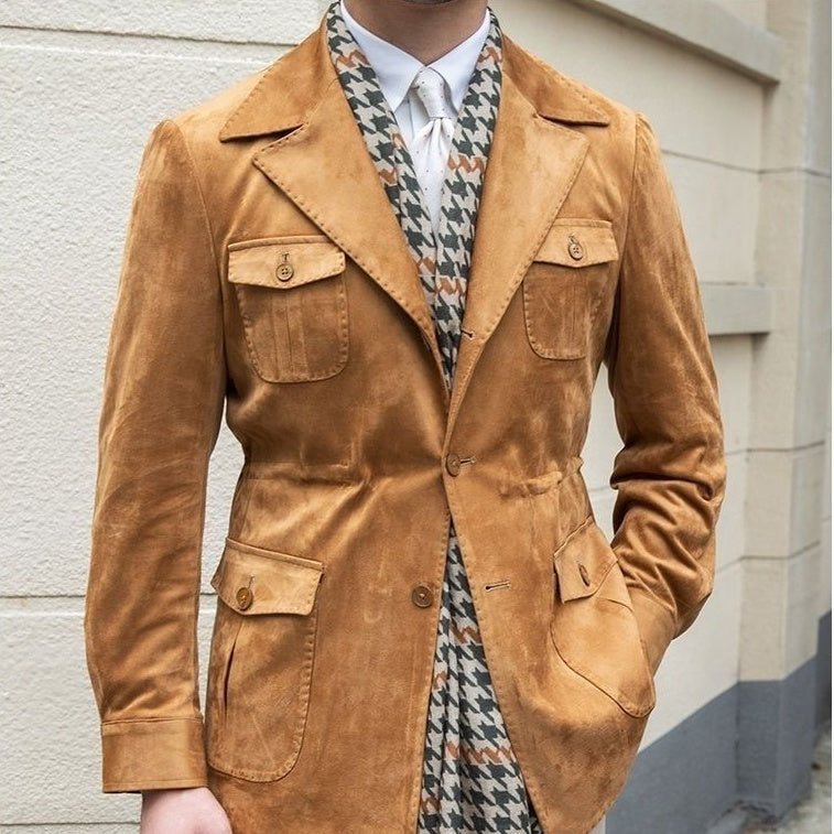 Men's Faux Leather Blazer Jacket