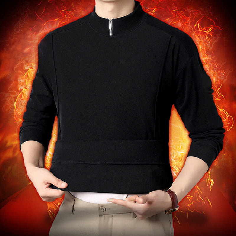 Men's Cozy Long - Sleeve Pullover with Zippered Collar