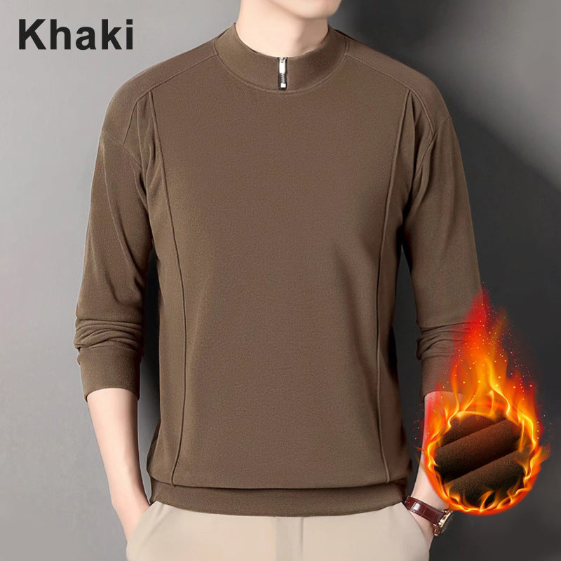 Men's Cozy Long - Sleeve Pullover with Zippered Collar