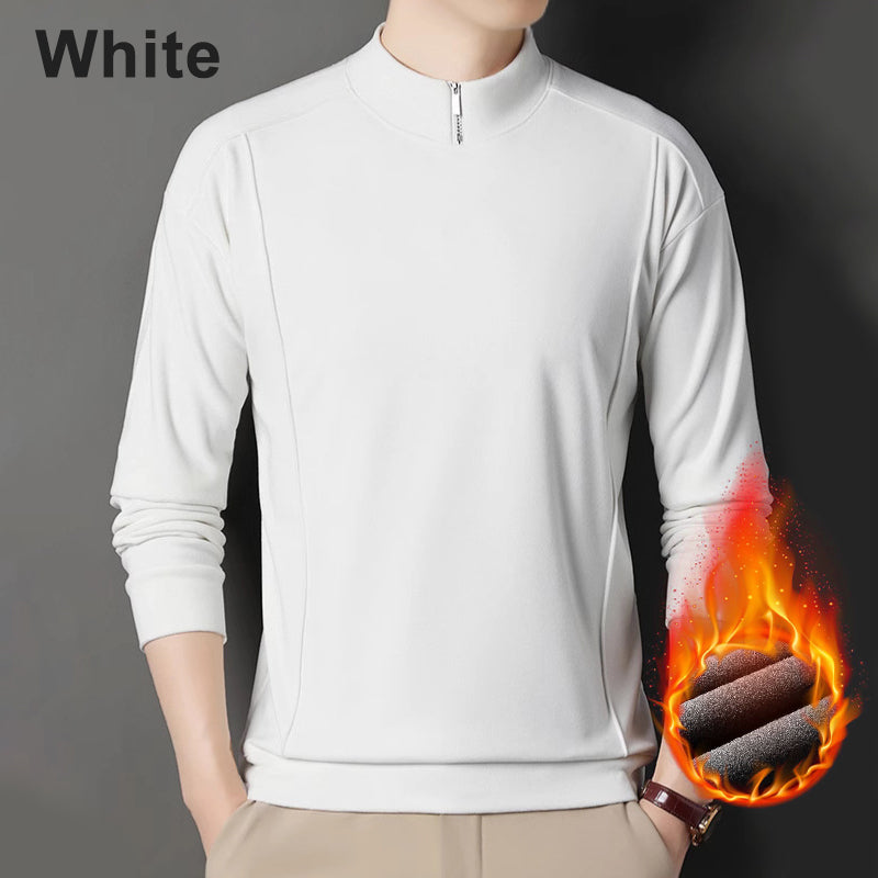 Men's Cozy Long - Sleeve Pullover with Zippered Collar