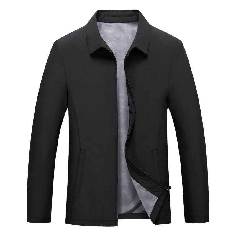 Men's Classic Business Lapel Collar Zip-Up Jacket