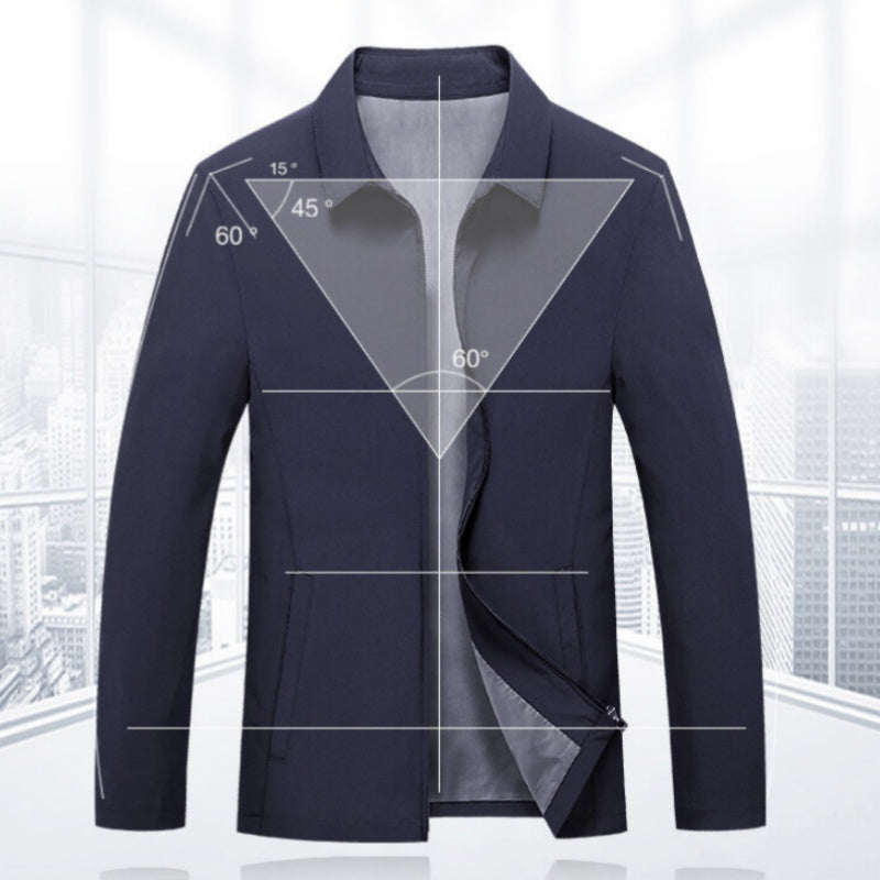 Men's Classic Business Lapel Collar Zip-Up Jacket