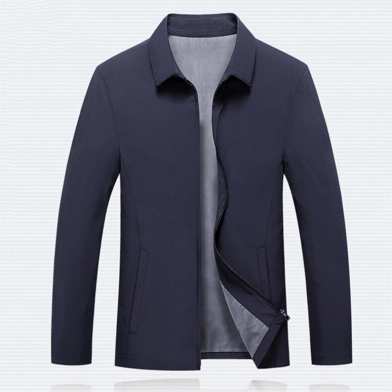 Men's Classic Business Lapel Collar Zip-Up Jacket