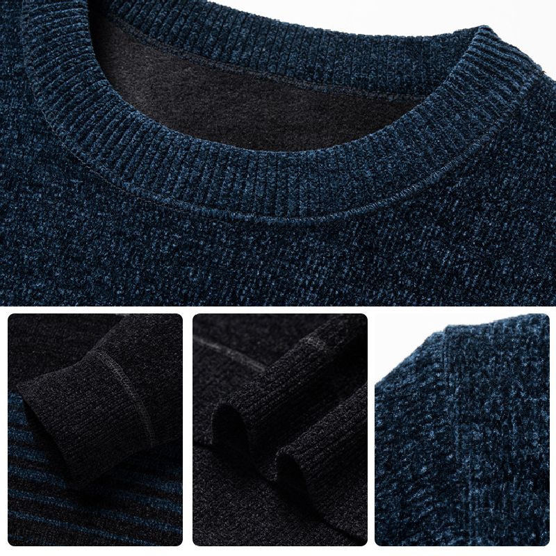 🔥60%OFF New Year Sale🔥Men’s Chenille Round-neck Thickened Plush Lined Warm Sweater - Buy 2 Get Free Shipping