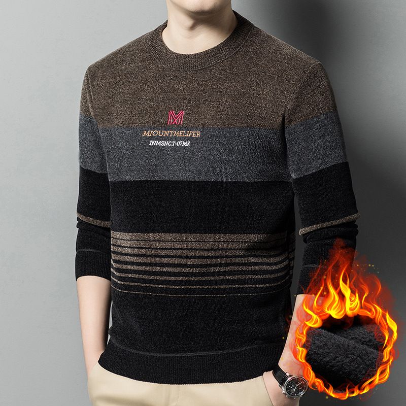 🔥60%OFF New Year Sale🔥Men’s Chenille Round-neck Thickened Plush Lined Warm Sweater - Buy 2 Get Free Shipping