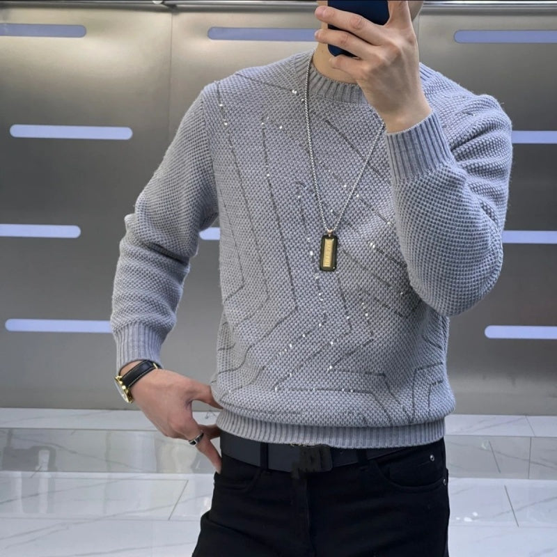 Men's Warm Sequin Round Neck Sweater