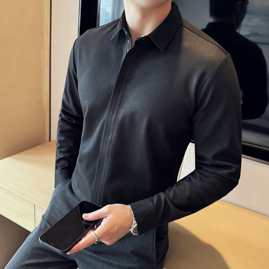 Men's Casual Solid Color Lapel Top — 🎉happy new year 50% off❄️