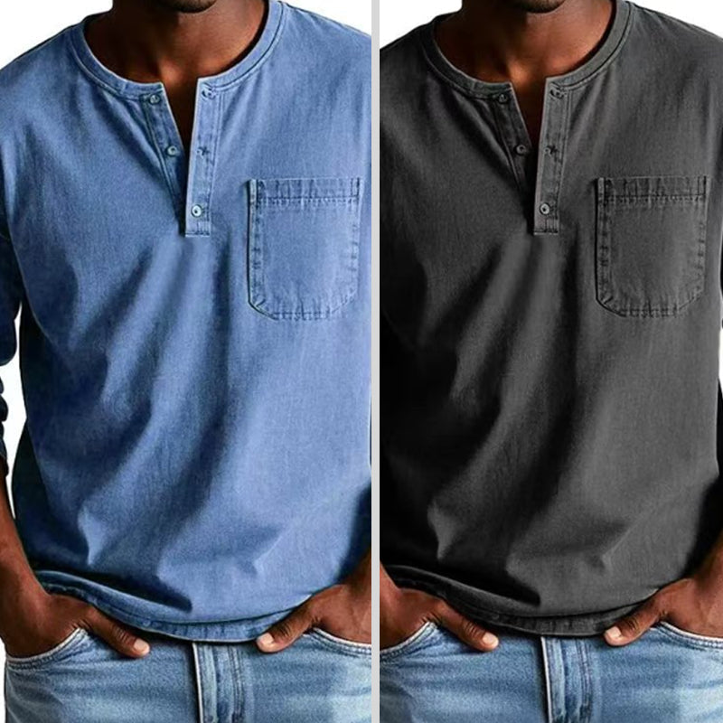 🔥 HOT SALE 50% OFF🔥Men's Fashion Vintage Distressed Pocket Long-Sleeve Shirt
