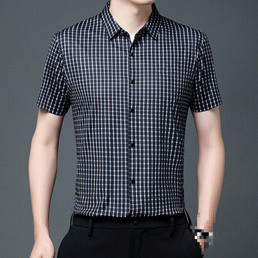 👑Men's Business Casual Short Sleeve Plaid Shirt