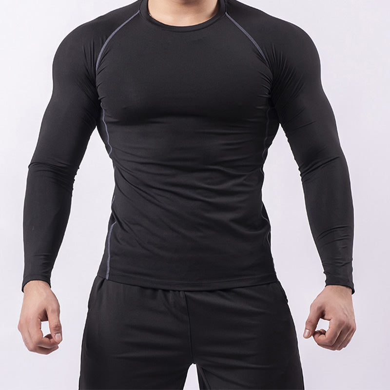 Men's Casual Long Sleeve Tight Fit Quick Dry Fitness Top