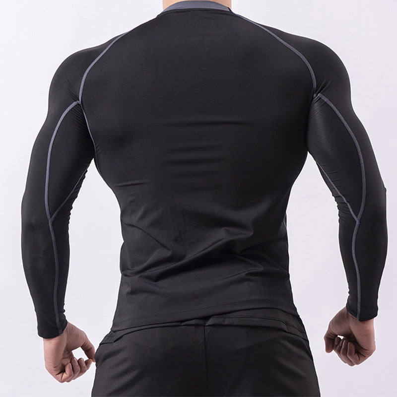 Men's Casual Long Sleeve Tight Fit Quick Dry Fitness Top