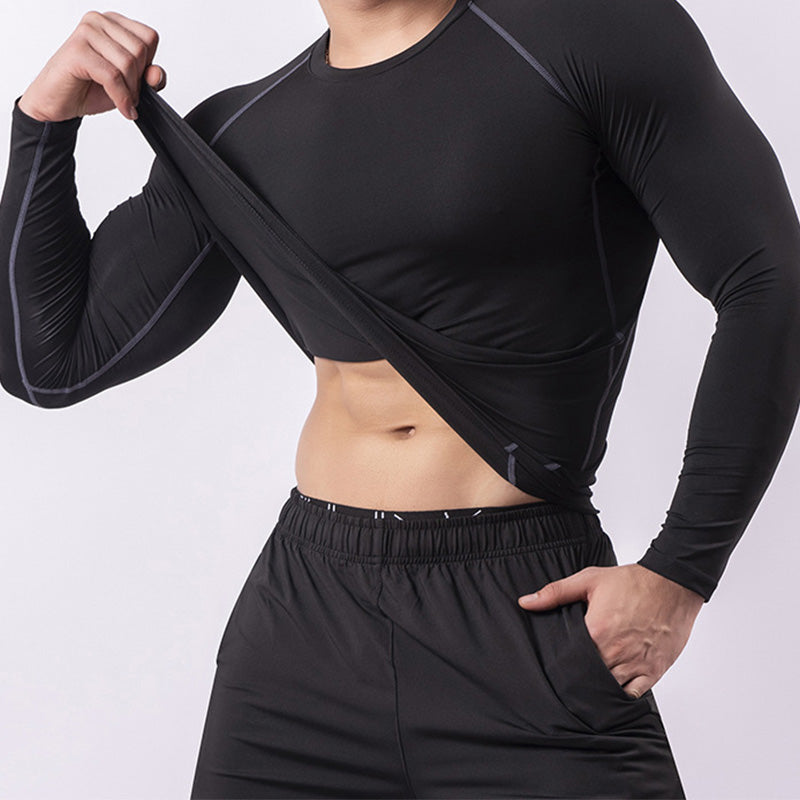 Men's Casual Long Sleeve Tight Fit Quick Dry Fitness Top