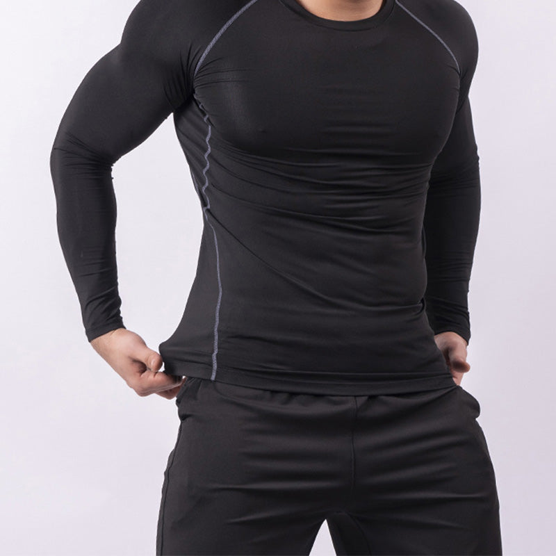 Men's Casual Long Sleeve Tight Fit Quick Dry Fitness Top